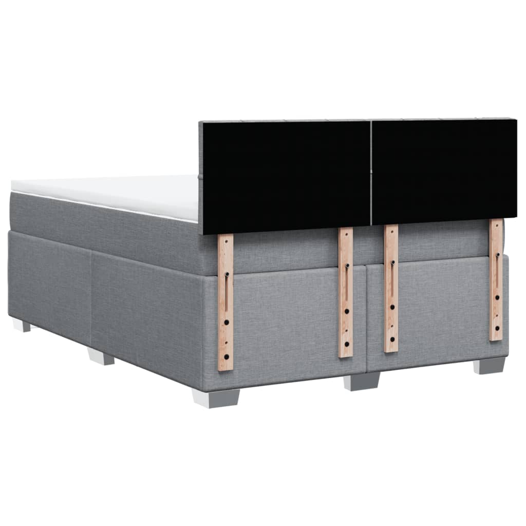vidaXL Κρεβάτι Boxspring με Στρώμα Ανοιχτό Γκρι 140x200 εκ. Υφασμάτινο