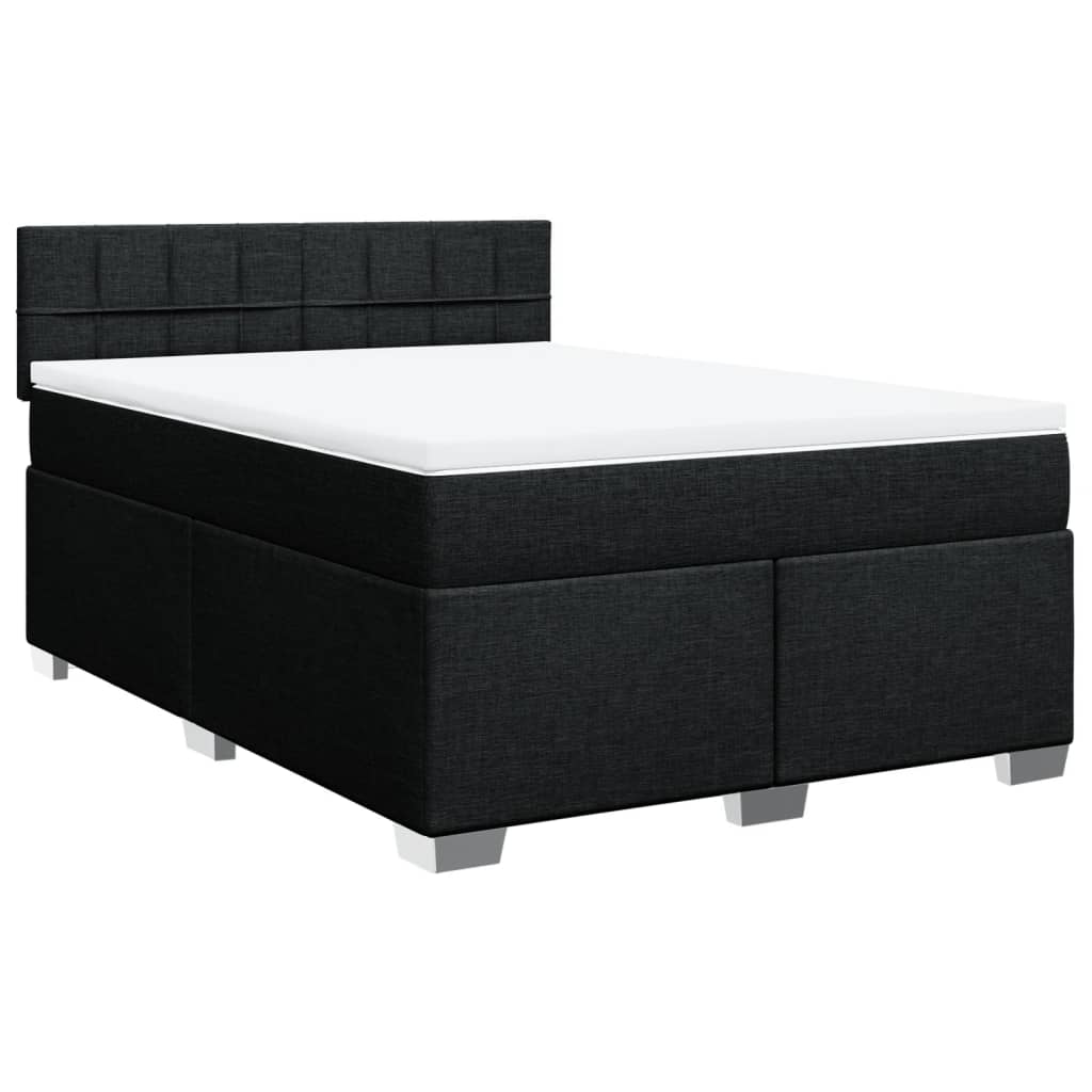 vidaXL Κρεβάτι Boxspring με Στρώμα Μαύρο 140x200 εκ. Υφασμάτινο