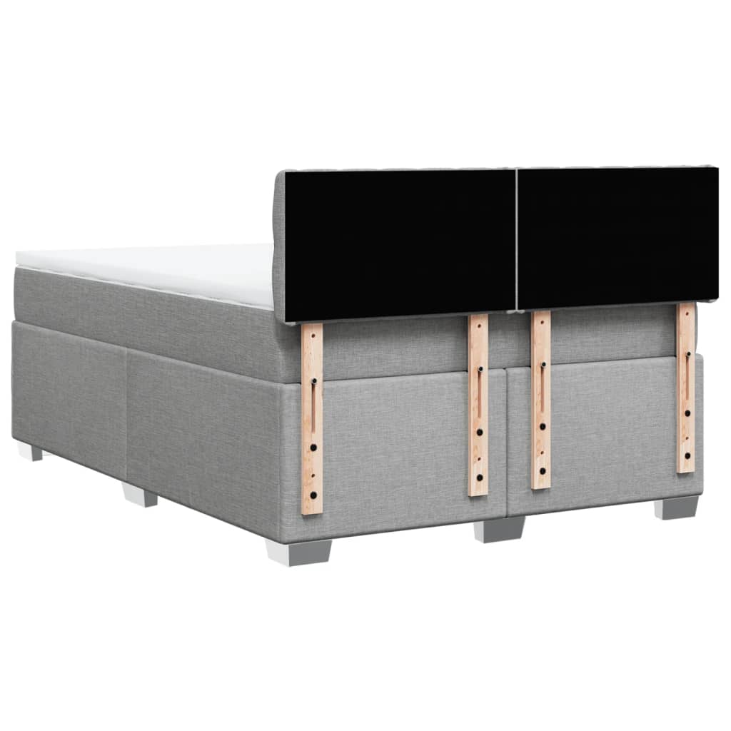 vidaXL Κρεβάτι Boxspring με Στρώμα Ανοιχτό Γκρι 140x200 εκ. Υφασμάτινο
