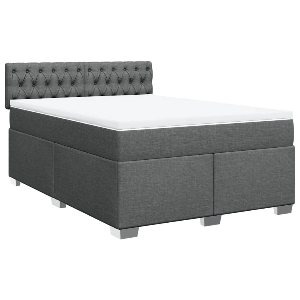 vidaXL Κρεβάτι Boxspring με Στρώμα Σκούρο Γκρι 140x200 εκ Υφασμάτινο