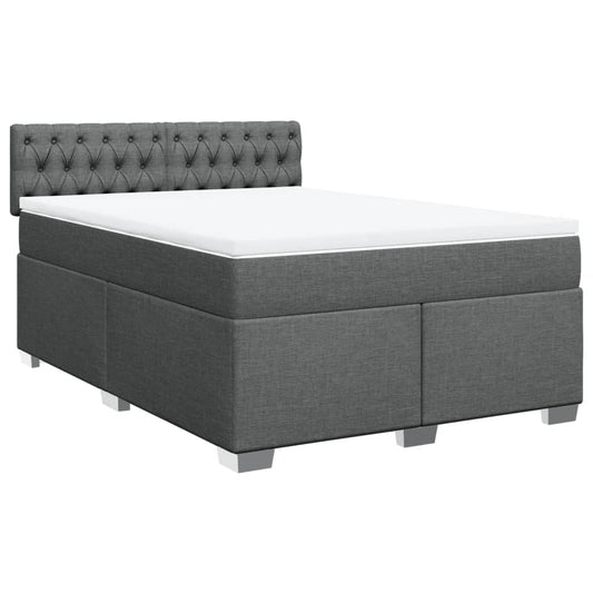 vidaXL Κρεβάτι Boxspring με Στρώμα Σκούρο Γκρι 140x200 εκ Υφασμάτινο