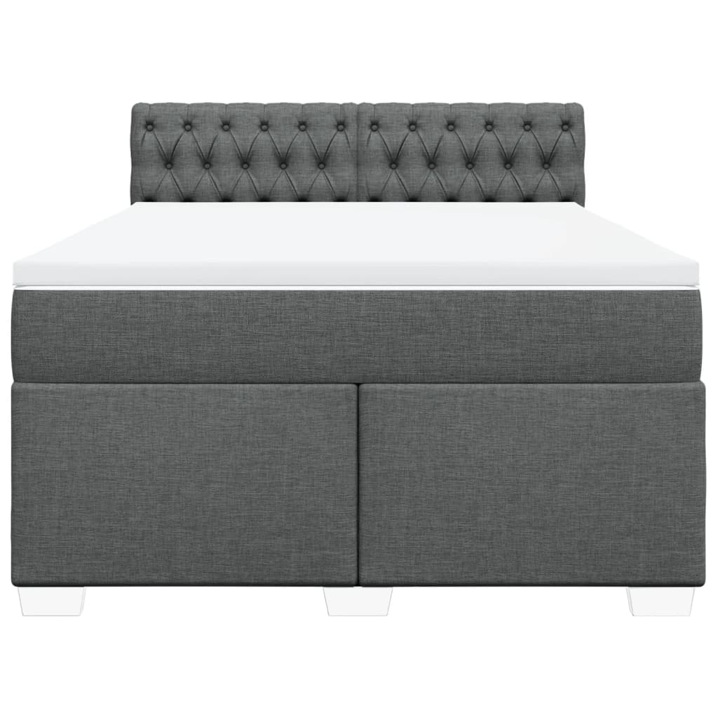 vidaXL Κρεβάτι Boxspring με Στρώμα Σκούρο Γκρι 140x200 εκ Υφασμάτινο