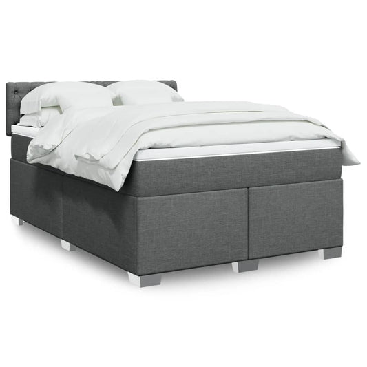 vidaXL Κρεβάτι Boxspring με Στρώμα Σκούρο Γκρι 140x200 εκ Υφασμάτινο