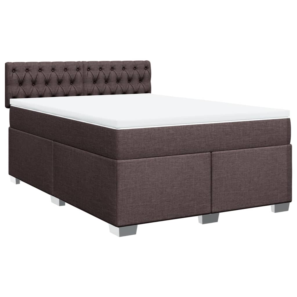 vidaXL Κρεβάτι Boxspring με Στρώμα Σκούρο Καφέ 140x200 εκ Υφασμάτινο