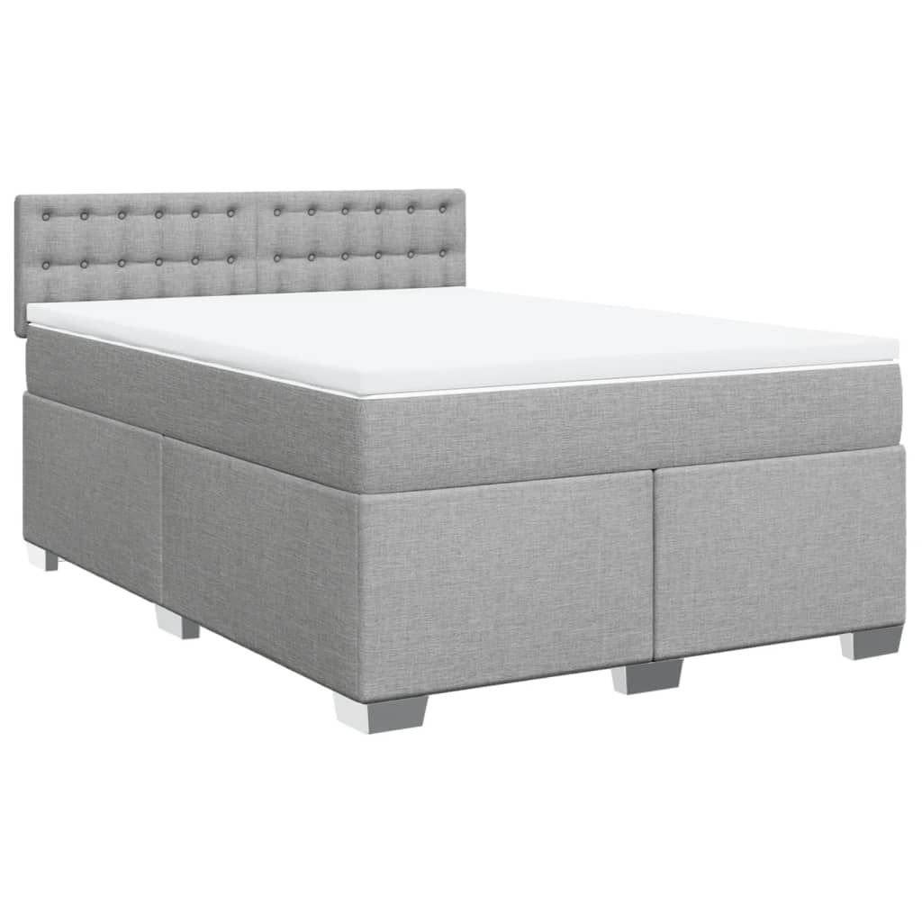 vidaXL Κρεβάτι Boxspring με Στρώμα Ανοιχτό Γκρι 140x200 εκ. Υφασμάτινο