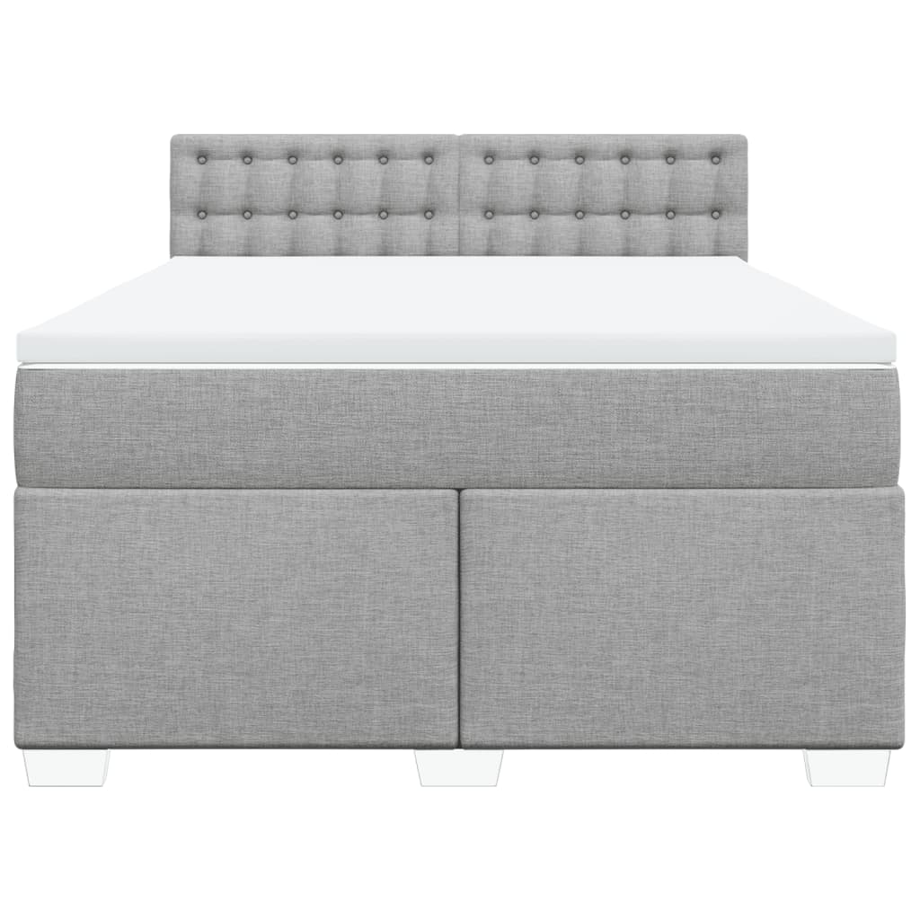 vidaXL Κρεβάτι Boxspring με Στρώμα Ανοιχτό Γκρι 140x200 εκ. Υφασμάτινο