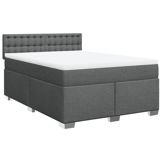 vidaXL Κρεβάτι Boxspring με Στρώμα Σκούρο Γκρι 140x200 εκ Υφασμάτινο