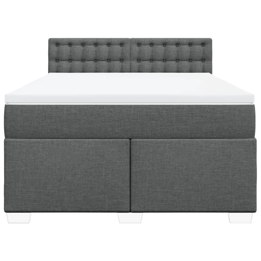 vidaXL Κρεβάτι Boxspring με Στρώμα Σκούρο Γκρι 140x200 εκ Υφασμάτινο