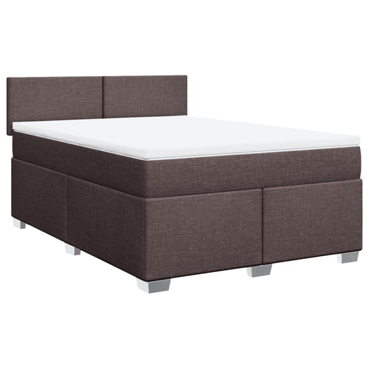 vidaXL Κρεβάτι Boxspring με Στρώμα Σκούρο Καφέ 160x200 εκ Υφασμάτινο