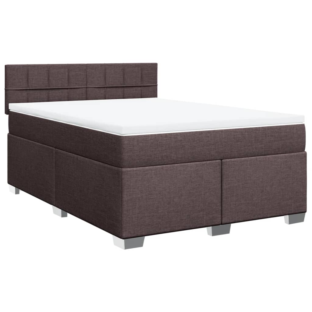 vidaXL Κρεβάτι Boxspring με Στρώμα Σκούρο Καφέ 160x200 εκ Υφασμάτινο