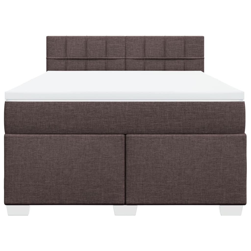 vidaXL Κρεβάτι Boxspring με Στρώμα Σκούρο Καφέ 160x200 εκ Υφασμάτινο