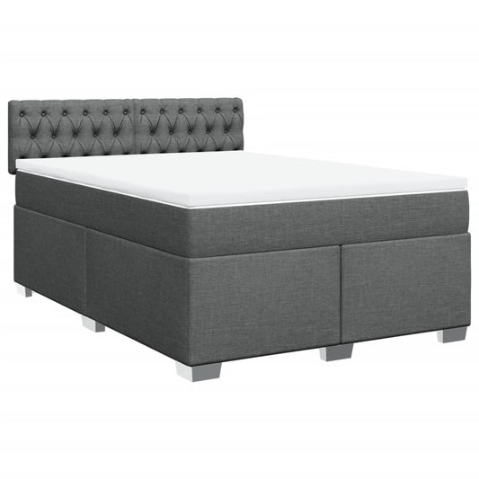 vidaXL Κρεβάτι Boxspring με Στρώμα Σκούρο Γκρι 160x200 εκ Υφασμάτινο