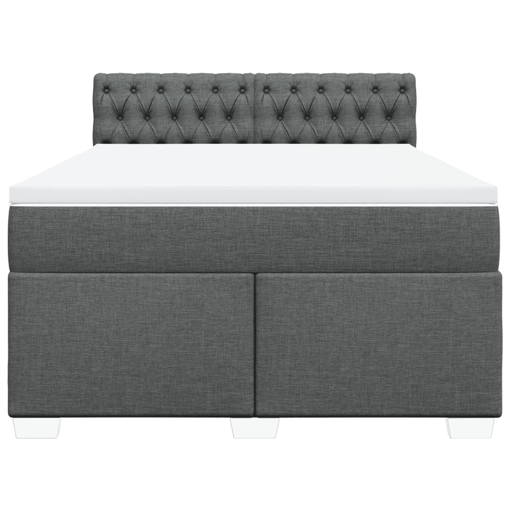 vidaXL Κρεβάτι Boxspring με Στρώμα Σκούρο Γκρι 160x200 εκ Υφασμάτινο
