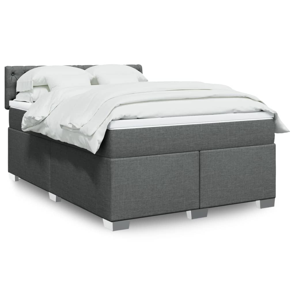 vidaXL Κρεβάτι Boxspring με Στρώμα Σκούρο Γκρι 160x200 εκ Υφασμάτινο