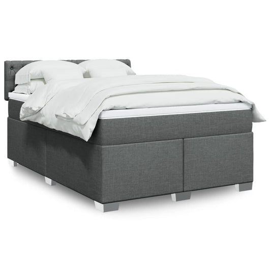 vidaXL Κρεβάτι Boxspring με Στρώμα Σκούρο Γκρι 160x200 εκ Υφασμάτινο