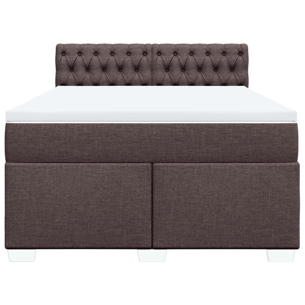 vidaXL Κρεβάτι Boxspring με Στρώμα Σκούρο Καφέ 160x200 εκ Υφασμάτινο