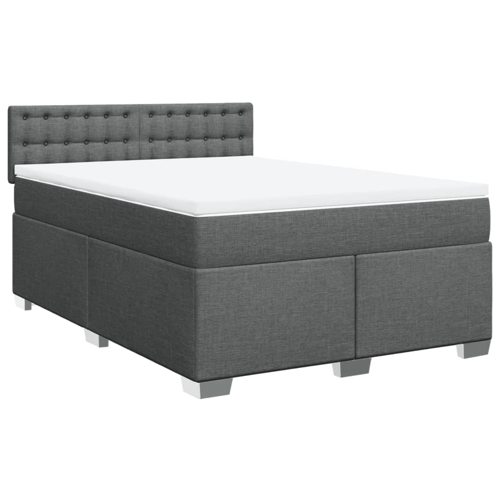 vidaXL Κρεβάτι Boxspring με Στρώμα Σκούρο Γκρι 160x200 εκ Υφασμάτινο