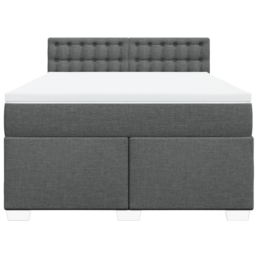 vidaXL Κρεβάτι Boxspring με Στρώμα Σκούρο Γκρι 160x200 εκ Υφασμάτινο