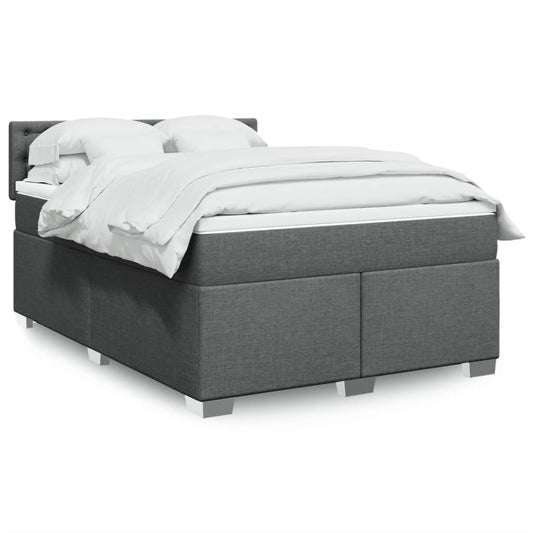 vidaXL Κρεβάτι Boxspring με Στρώμα Σκούρο Γκρι 160x200 εκ Υφασμάτινο