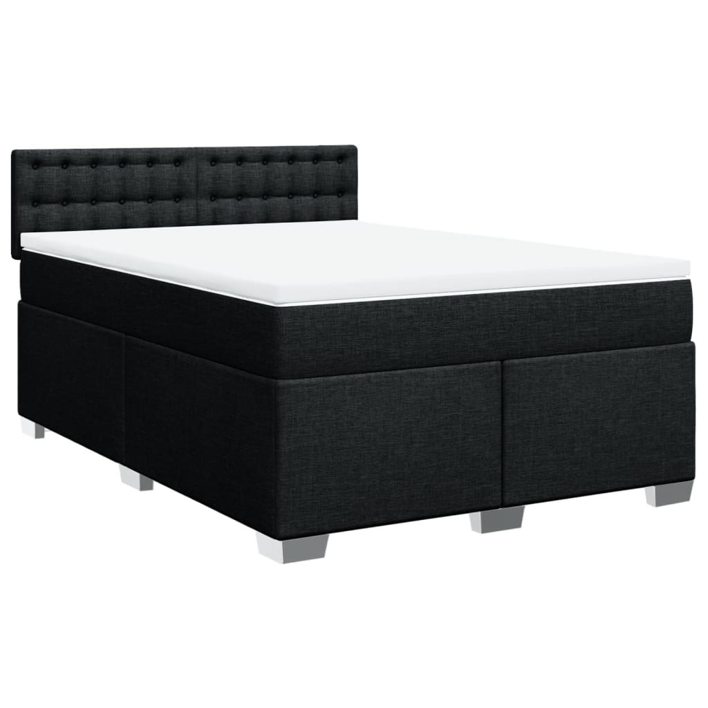 vidaXL Κρεβάτι Boxspring με Στρώμα Μαύρο 160x200 εκ. Υφασμάτινο