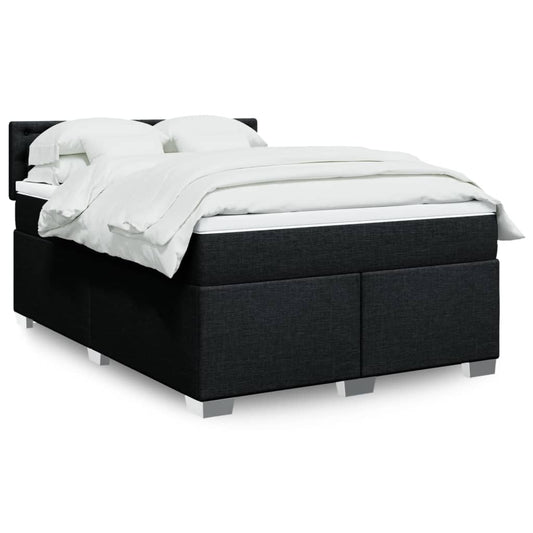 vidaXL Κρεβάτι Boxspring με Στρώμα Μαύρο 160x200 εκ. Υφασμάτινο