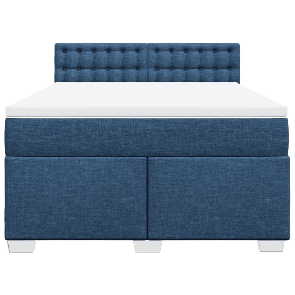 vidaXL Κρεβάτι Boxspring με Στρώμα Μπλε 160x200 εκ. Υφασμάτινο