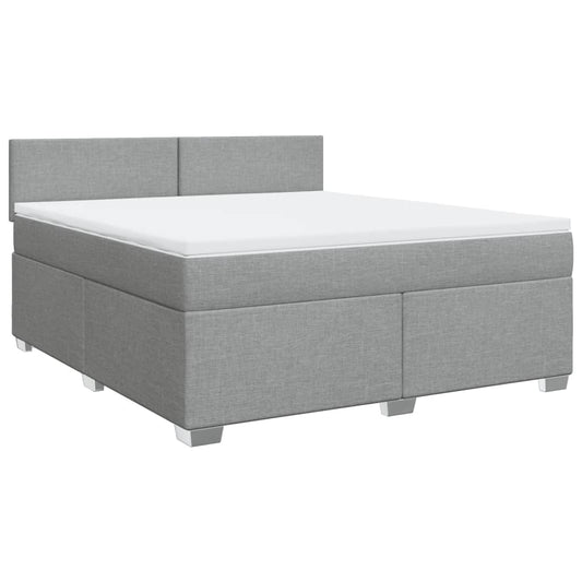 vidaXL Κρεβάτι Boxspring με Στρώμα Ανοιχτό Γκρι 180x200 εκ. Υφασμάτινο