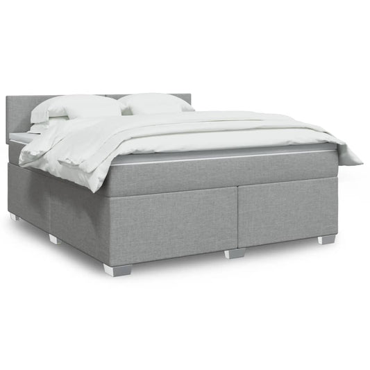 vidaXL Κρεβάτι Boxspring με Στρώμα Ανοιχτό Γκρι 180x200 εκ. Υφασμάτινο