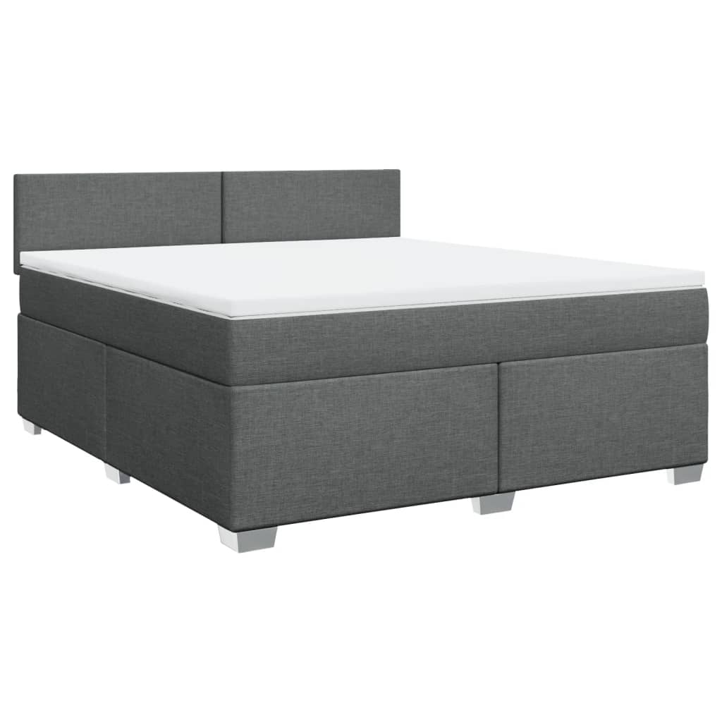 vidaXL Κρεβάτι Boxspring με Στρώμα Σκούρο Γκρι 180x200 εκ Υφασμάτιν