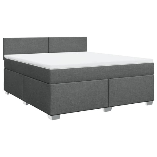 vidaXL Κρεβάτι Boxspring με Στρώμα Σκούρο Γκρι 180x200 εκ Υφασμάτιν