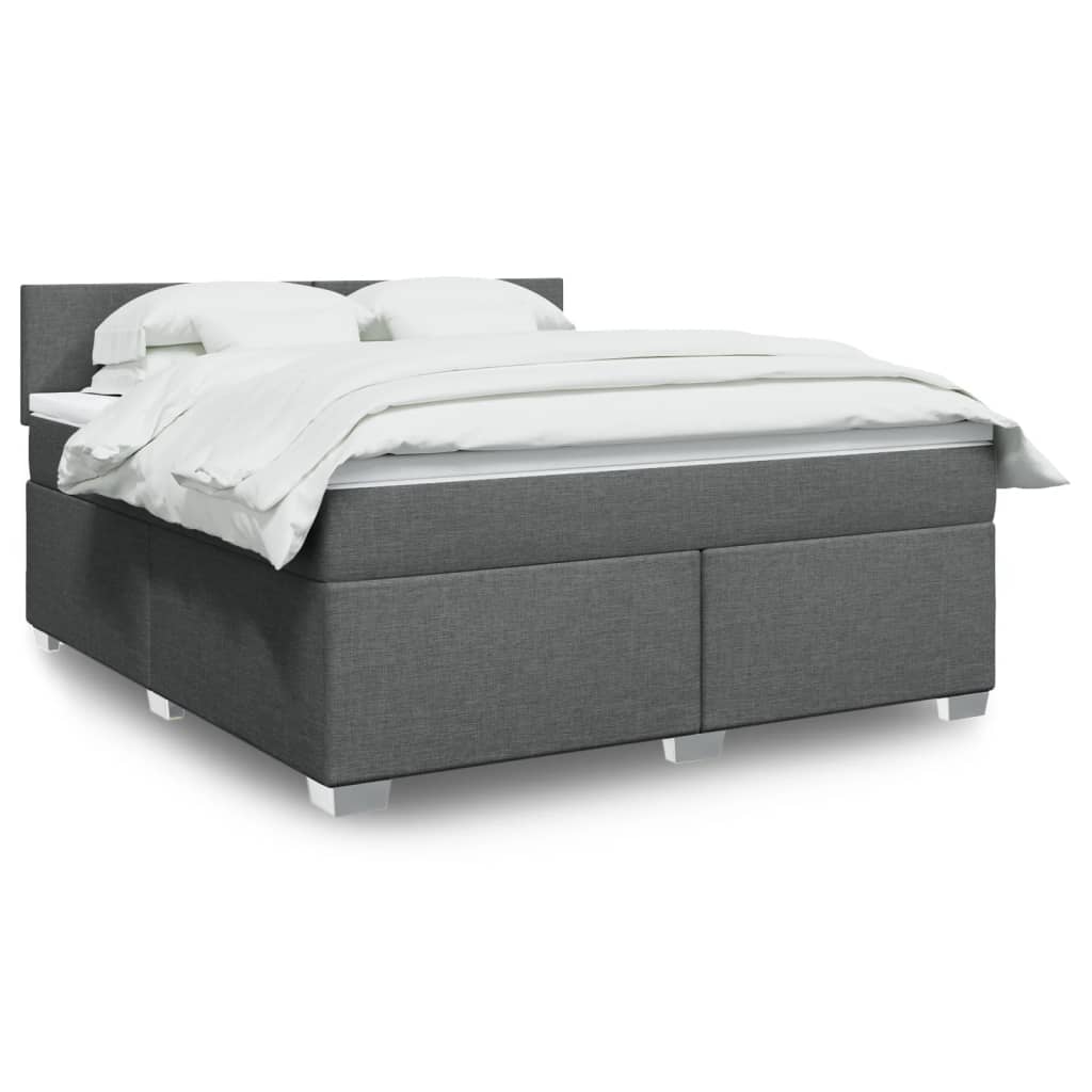 vidaXL Κρεβάτι Boxspring με Στρώμα Σκούρο Γκρι 180x200 εκ Υφασμάτιν