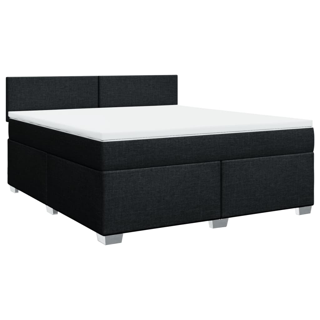 vidaXL Κρεβάτι Boxspring με Στρώμα Μαύρο 180x200 εκ. Υφασμάτινο