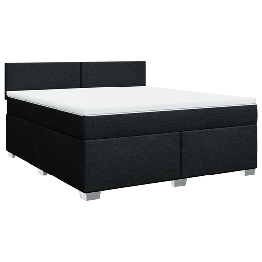vidaXL Κρεβάτι Boxspring με Στρώμα Μαύρο 180x200 εκ. Υφασμάτινο