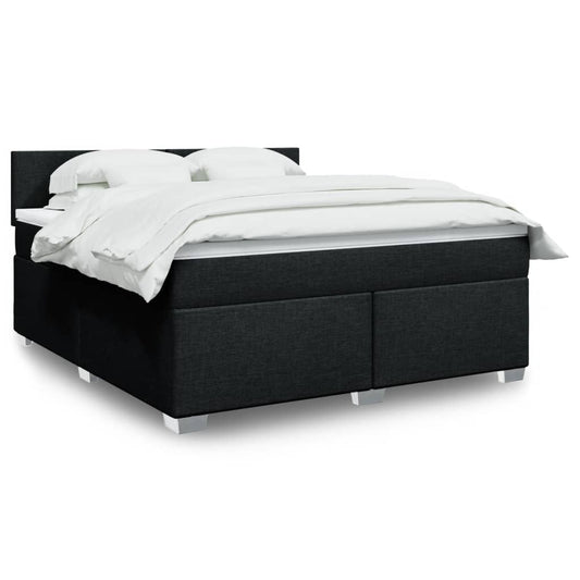 vidaXL Κρεβάτι Boxspring με Στρώμα Μαύρο 180x200 εκ. Υφασμάτινο