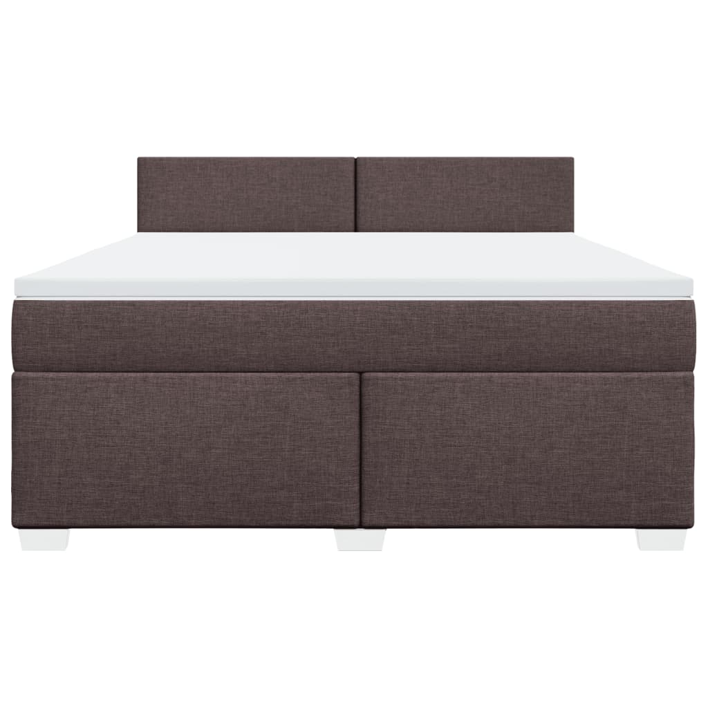 vidaXL Κρεβάτι Boxspring με Στρώμα Σκούρο Καφέ 180x200 εκ Υφασμάτινο