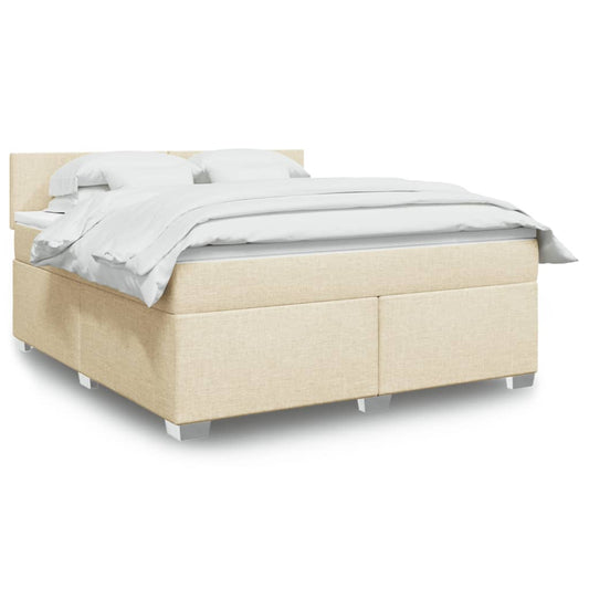 vidaXL Κρεβάτι Boxspring με Στρώμα Κρεμ 180x200 εκ. Υφασμάτινο