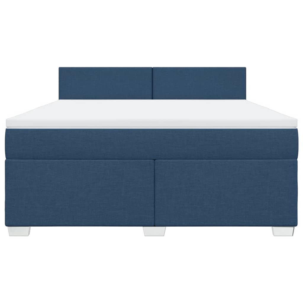 vidaXL Κρεβάτι Boxspring με Στρώμα Μπλε 180x200 εκ. Υφασμάτινο