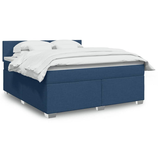 vidaXL Κρεβάτι Boxspring με Στρώμα Μπλε 180x200 εκ. Υφασμάτινο