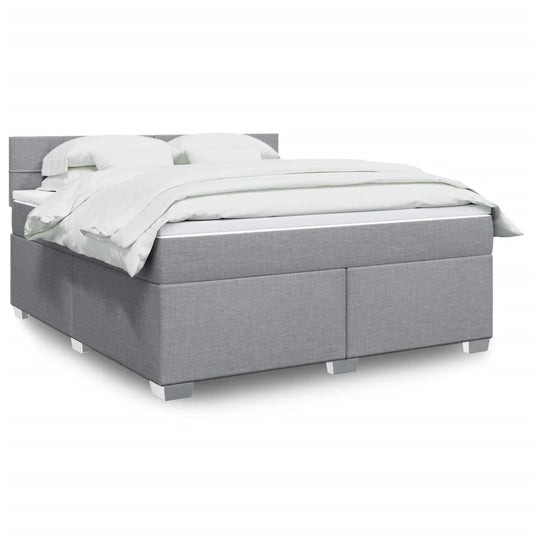 vidaXL Κρεβάτι Boxspring με Στρώμα Ανοιχτό Γκρι 180x200 εκ. Υφασμάτινο