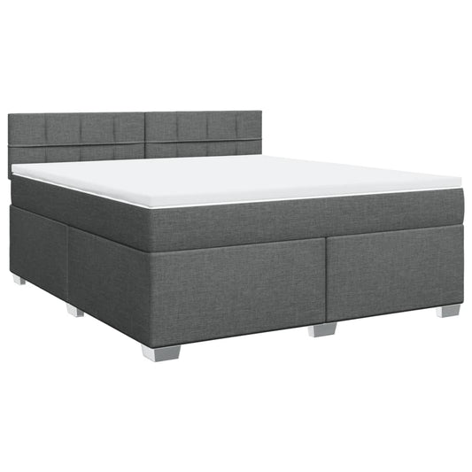 vidaXL Κρεβάτι Boxspring με Στρώμα Σκούρο Γκρι 180x200 εκ Υφασμάτιν