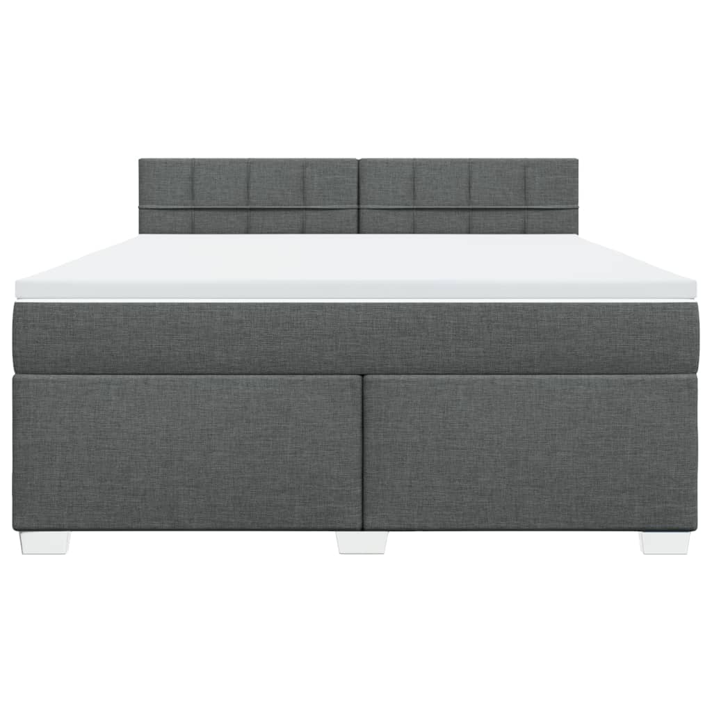 vidaXL Κρεβάτι Boxspring με Στρώμα Σκούρο Γκρι 180x200 εκ Υφασμάτιν