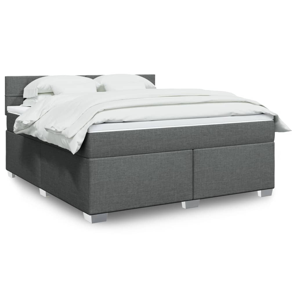 vidaXL Κρεβάτι Boxspring με Στρώμα Σκούρο Γκρι 180x200 εκ Υφασμάτιν