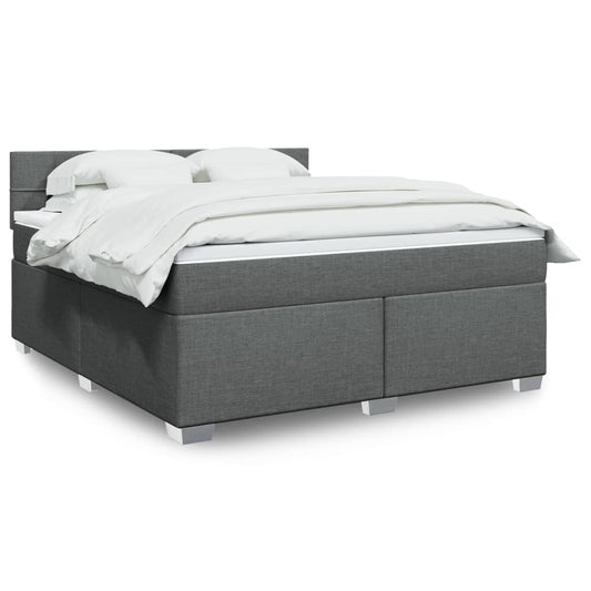 vidaXL Κρεβάτι Boxspring με Στρώμα Σκούρο Γκρι 180x200 εκ Υφασμάτιν