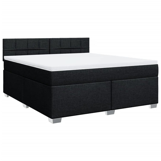 vidaXL Κρεβάτι Boxspring με Στρώμα Μαύρο 180x200 εκ. Υφασμάτινο