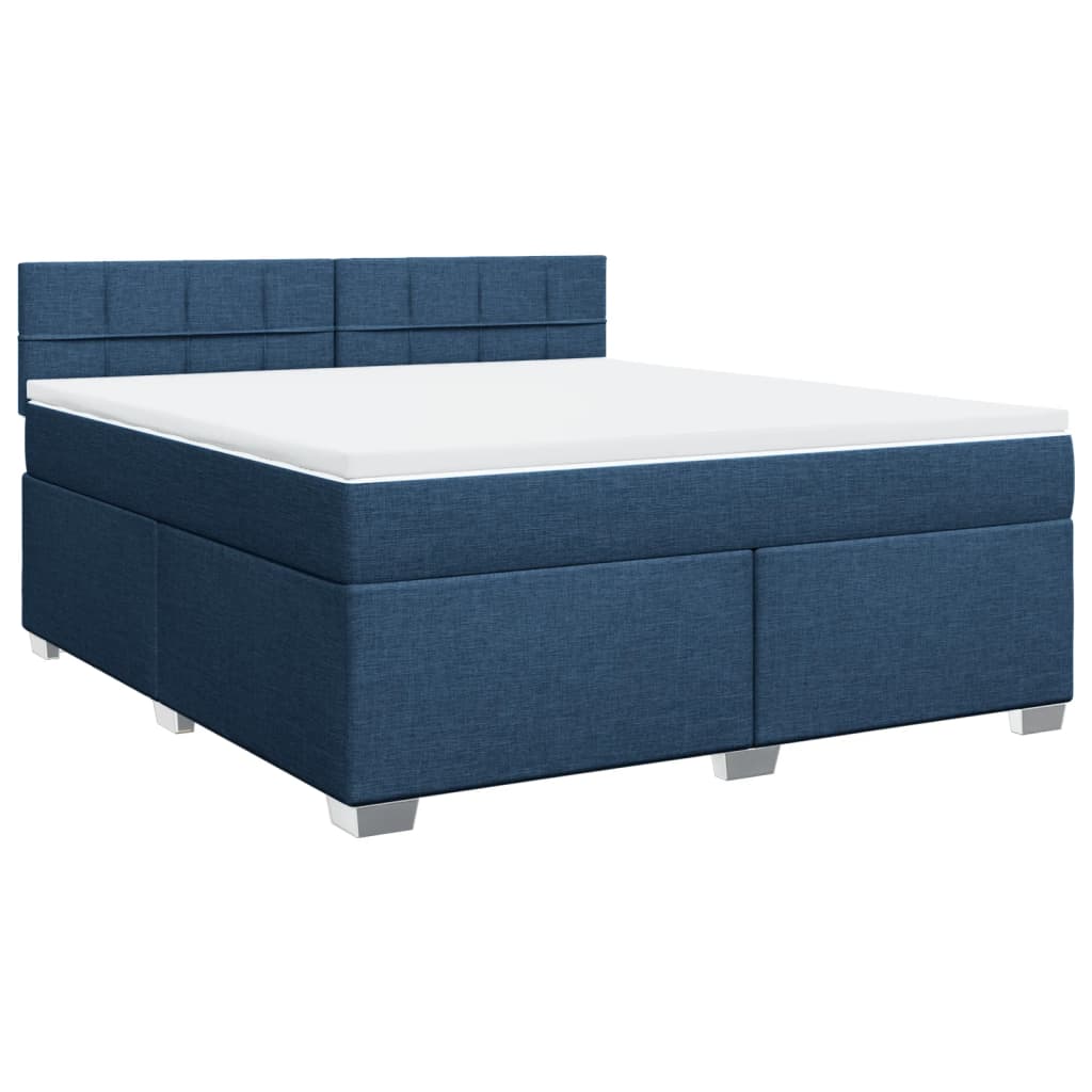 vidaXL Κρεβάτι Boxspring με Στρώμα Μπλε 180x200 εκ. Υφασμάτινο