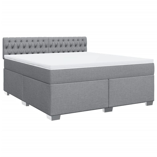 vidaXL Κρεβάτι Boxspring με Στρώμα Ανοιχτό Γκρι 180x200 εκ. Υφασμάτινο