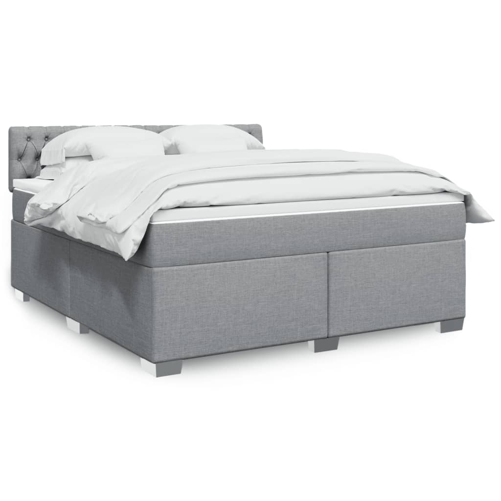 vidaXL Κρεβάτι Boxspring με Στρώμα Ανοιχτό Γκρι 180x200 εκ. Υφασμάτινο