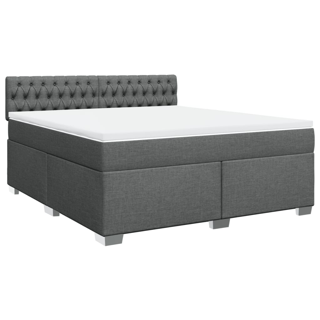 vidaXL Κρεβάτι Boxspring με Στρώμα Σκούρο Γκρι 180x200 εκ Υφασμάτιν