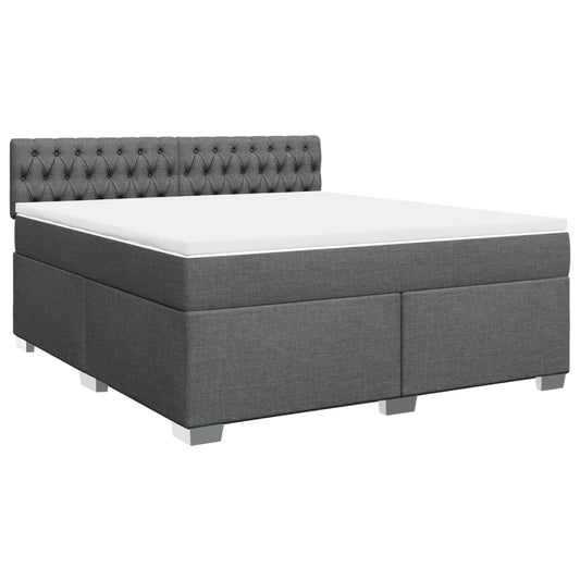 vidaXL Κρεβάτι Boxspring με Στρώμα Σκούρο Γκρι 180x200 εκ Υφασμάτιν