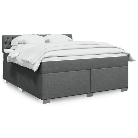 vidaXL Κρεβάτι Boxspring με Στρώμα Σκούρο Γκρι 180x200 εκ Υφασμάτιν